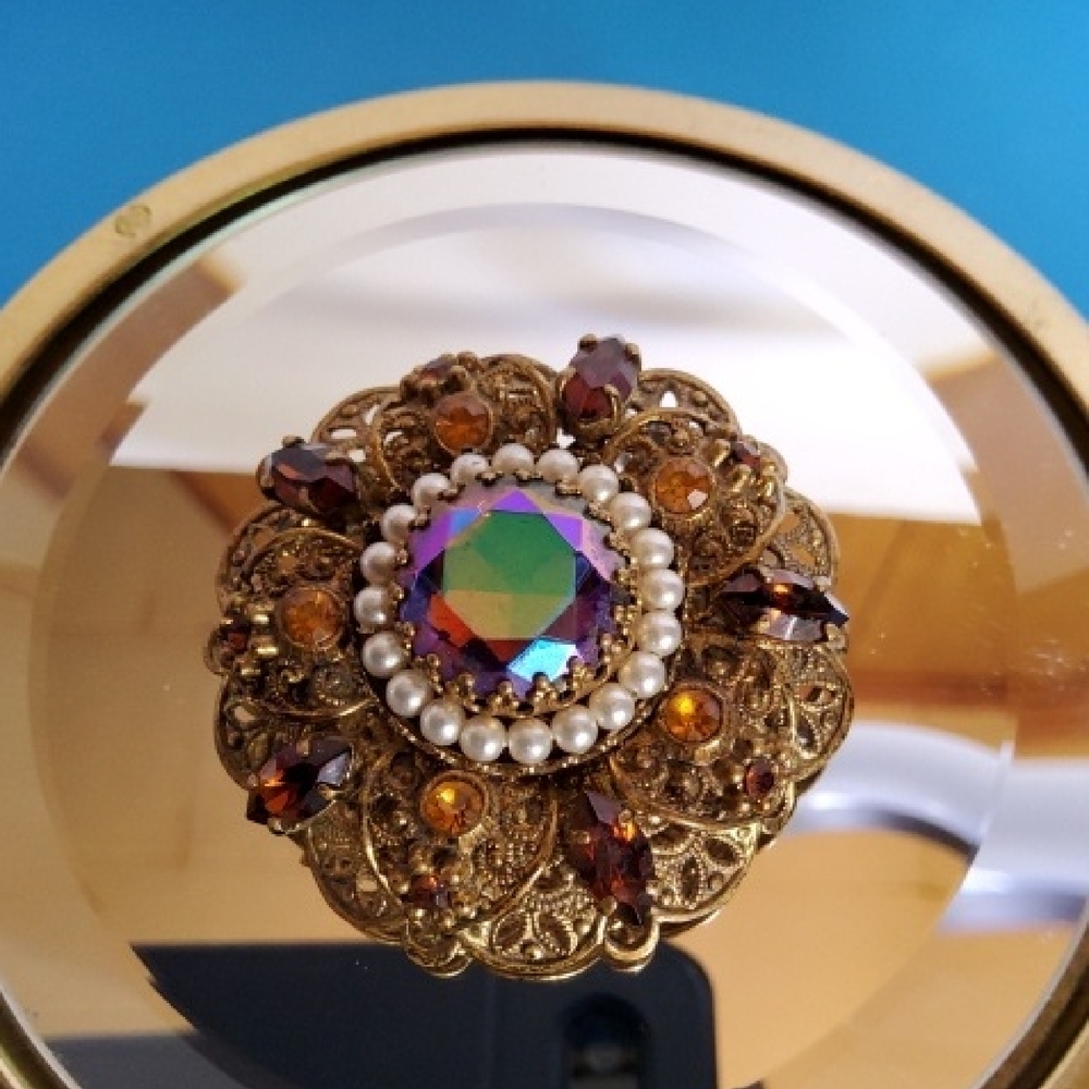 West Germany Aurora Borealis Watermelon Brooch.